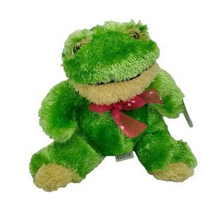 Cal Plush Love Green Frog With Red Heart Bow Item # V7289